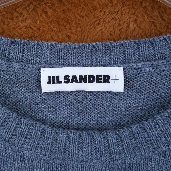 JIL SANDER Sweater Mens Size 54 Gray Pullover Crew Extrafine Virgen Wool $690 - Picture 3 of 11